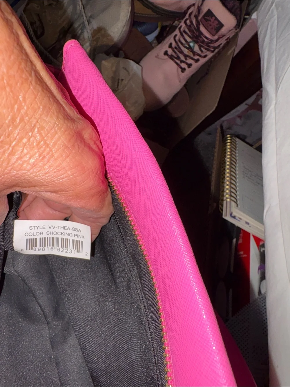 Vince Camuto Hot Pink Saffiano Satchel with Gold Hardware. Authenticity verified